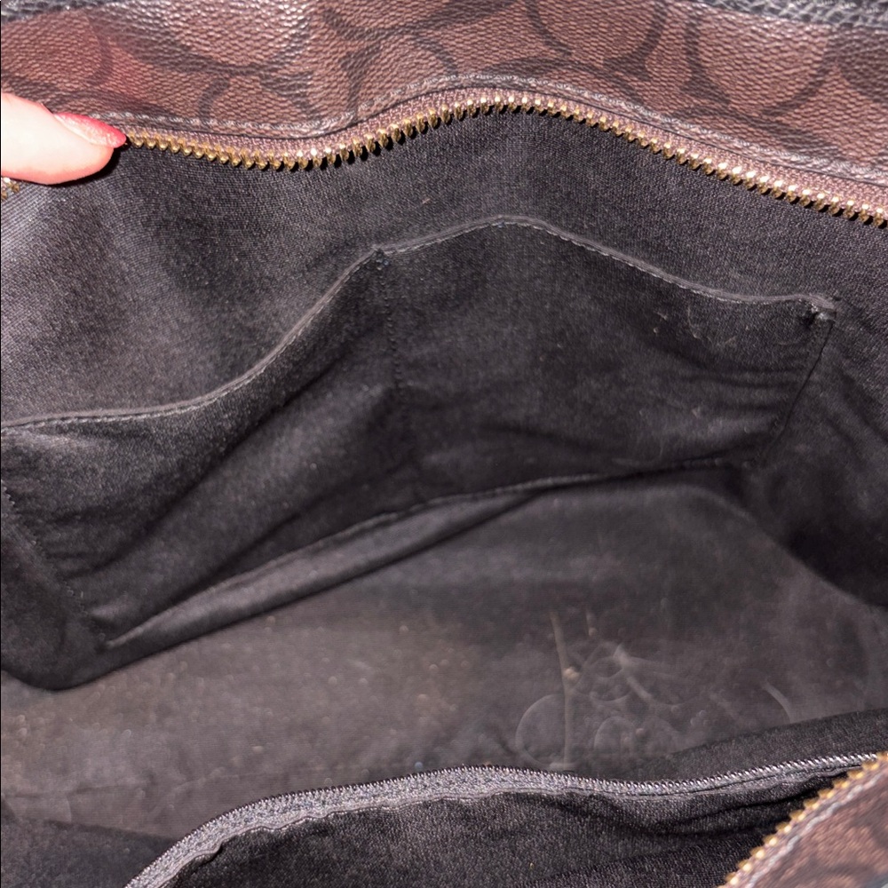 Coach Dark Brown Signature Tote with Black Handles - Picture 6 of 15